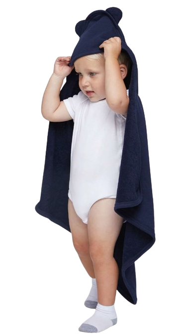 Infant Hooded Terry Cloth Towel With Ears - Navy