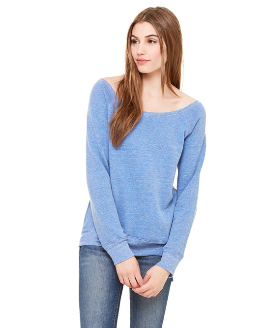 Women's Sponge Fleece Wide Neck Sweatshirt - Blue Triblend