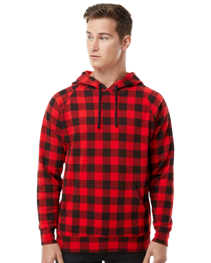 Unisex Special Blend Raglan Hoodie - Red Buffalo Plaid