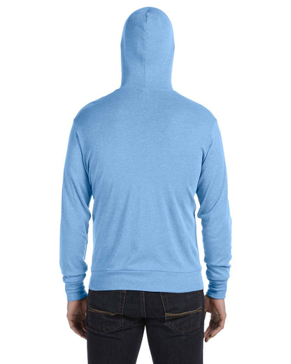 Unisex Triblend Full-Zip Lightweight Hoodie - Athletic Blue Triblend