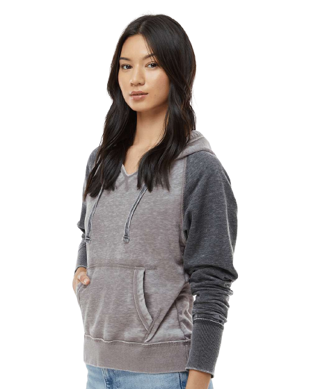 Women's Zen Contrast Pullover Hoodie - Cement / Dark Smoke