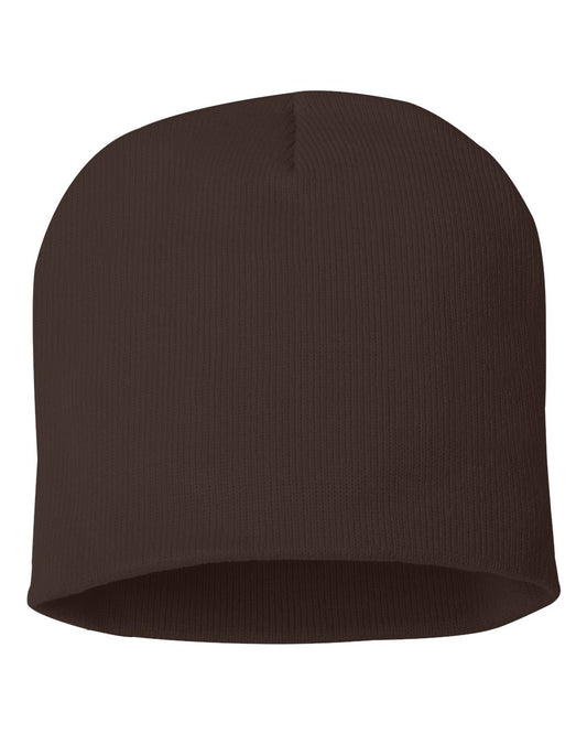 8" Knit Beanie - Brown