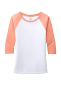Women's Perfect Tri 3/4-Sleeve Raglan - Heather Dusty Peach / White