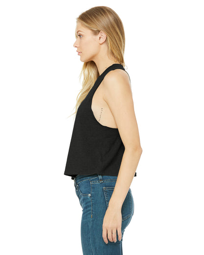 Women's Racerback Cropped Tank - Solid Black Blend