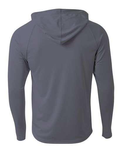 A4 Unisex Cooling Long Sleeve Hooded Tee - Graphite