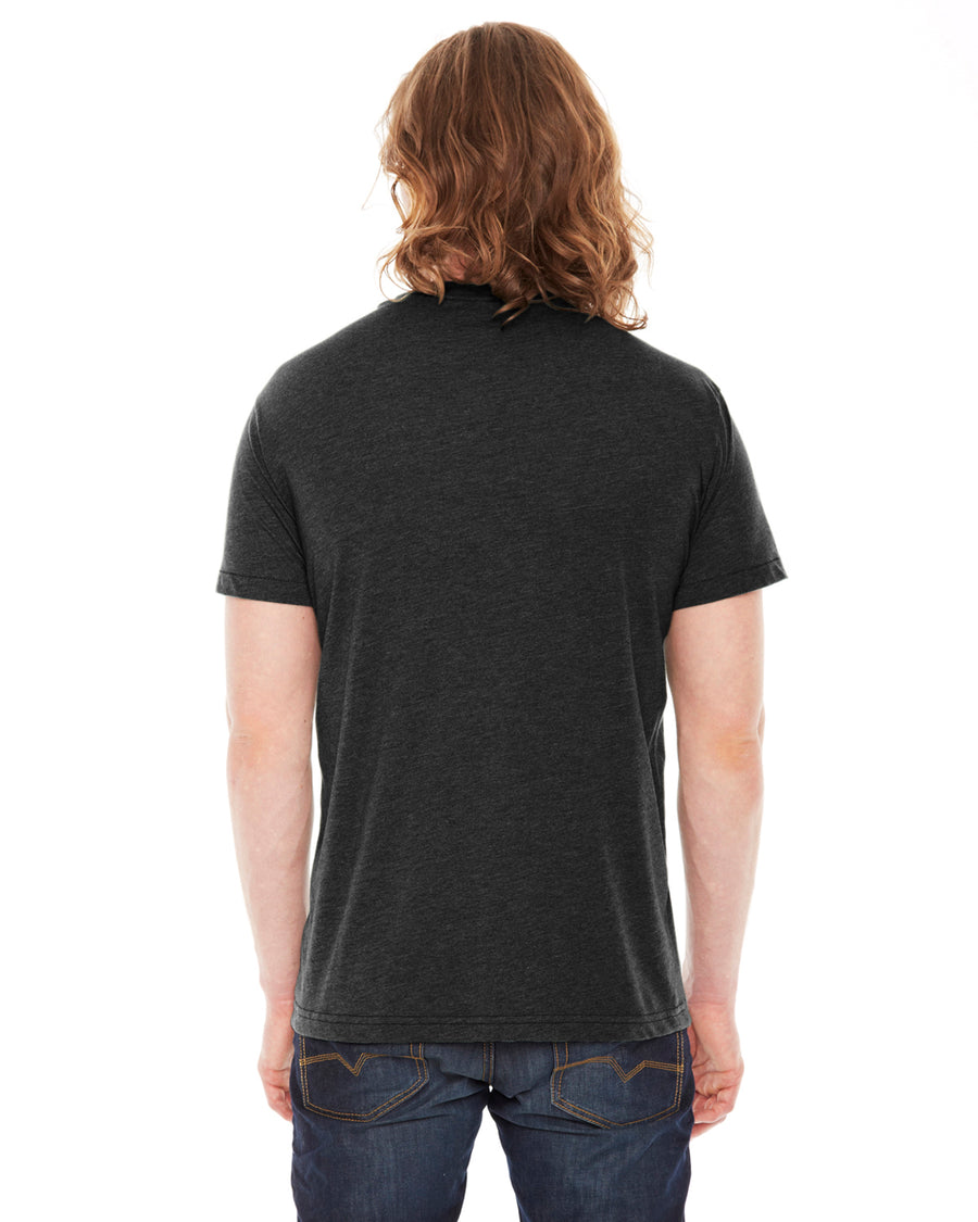 Unisex Poly-Cotton Short-Sleeve Crewneck - Heather Black
