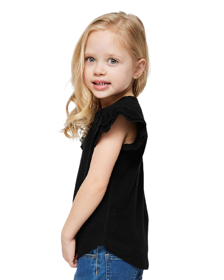 Toddler Flutter Sleeve T-Shirt - Black