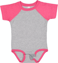 Infant Baseball Bodysuit - Vintage Heather / Vintage Heather Pink