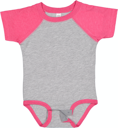 Infant Baseball Bodysuit - Vintage Heather / Vintage Heather Pink