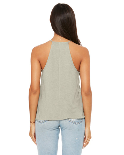Women's Flowy High Neck Tank - Heather Stone