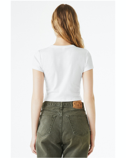 Women's Micro Ribbed Baby Tee - Solid White Blend