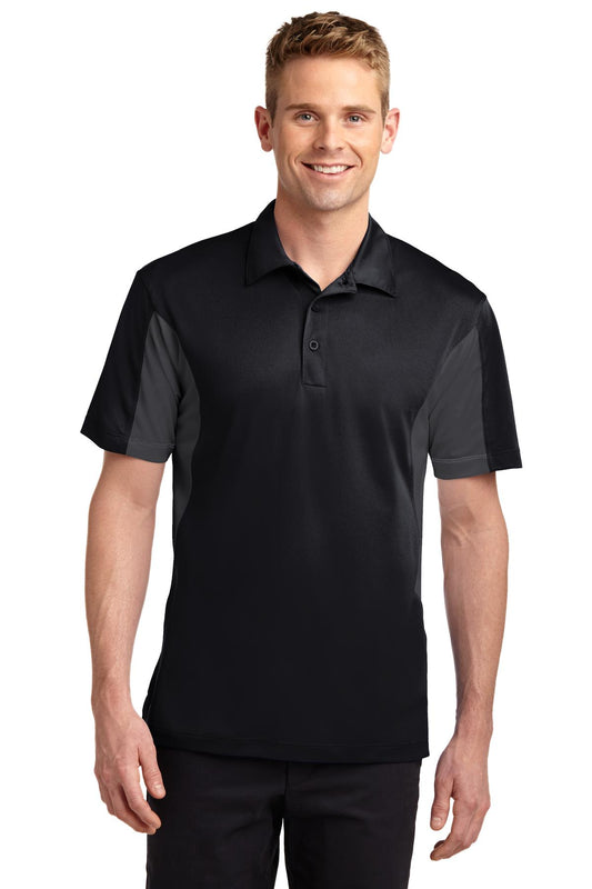 Men's Side Blocked Micropique Sport-Wick Polo - Black / Iron Gray