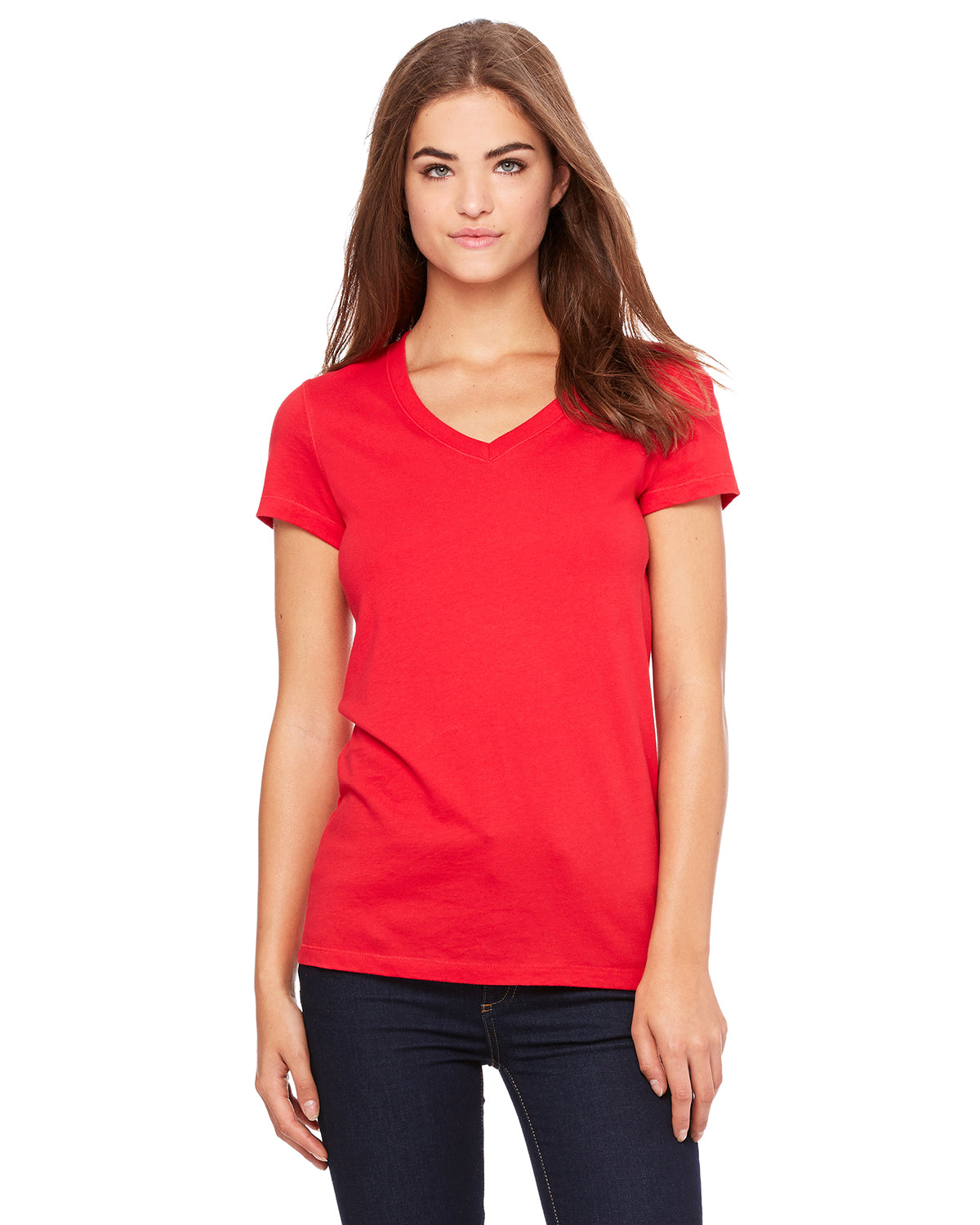Women's Jersey Short-Sleeve V-Neck T-Shirt - Red
