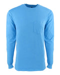 Unisex Inspired Dye Long-Sleeve Crew with Pocket - Ocean