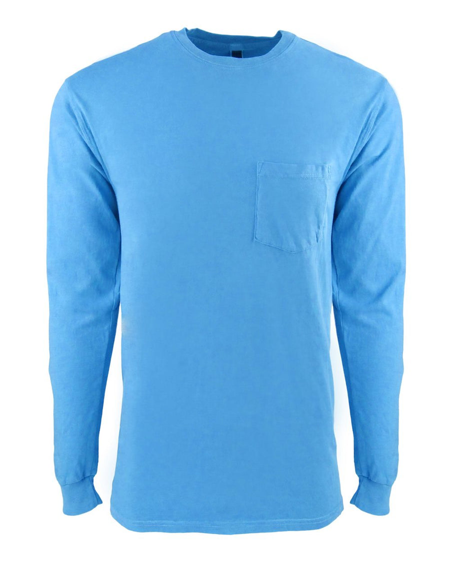 Unisex Inspired Dye Long-Sleeve Crew with Pocket - Ocean