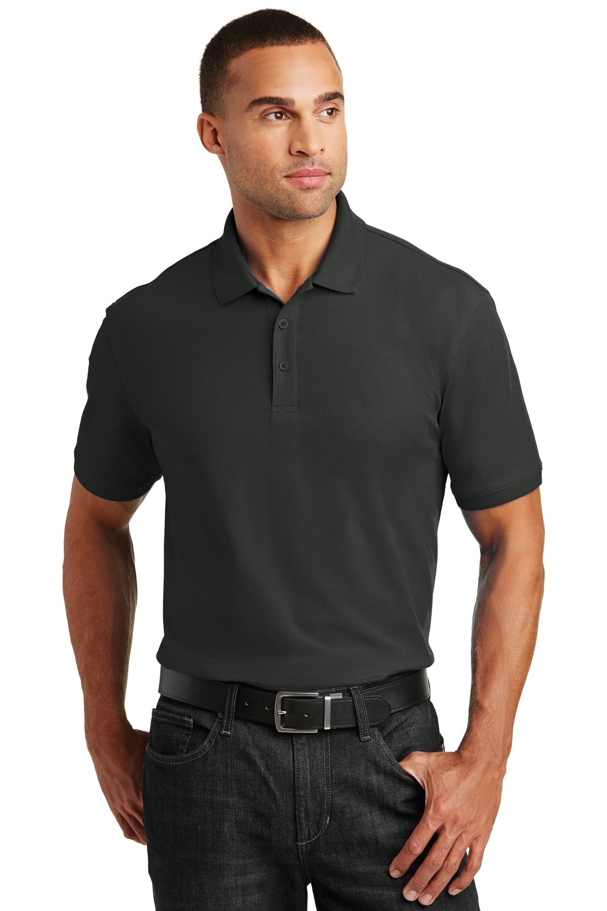 Unisex Core Classic Pique Polo - Deep Black