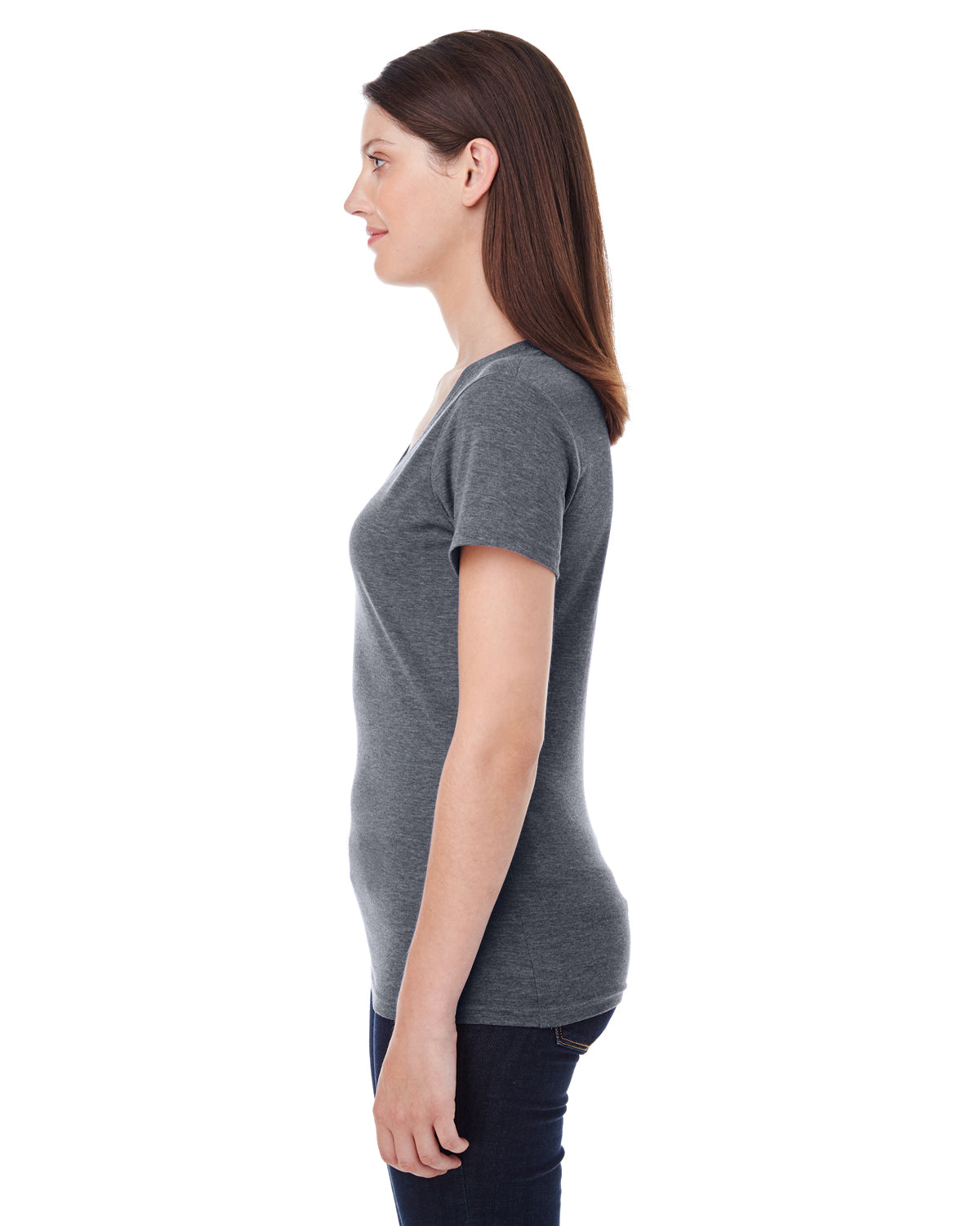 Women's Featherweight V-Neck T-Shirt - Heather Dark Gray