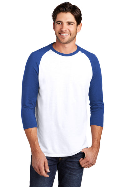 Unisex Perfect Tri 3/4-Sleeve Raglan - Deep Royal / White