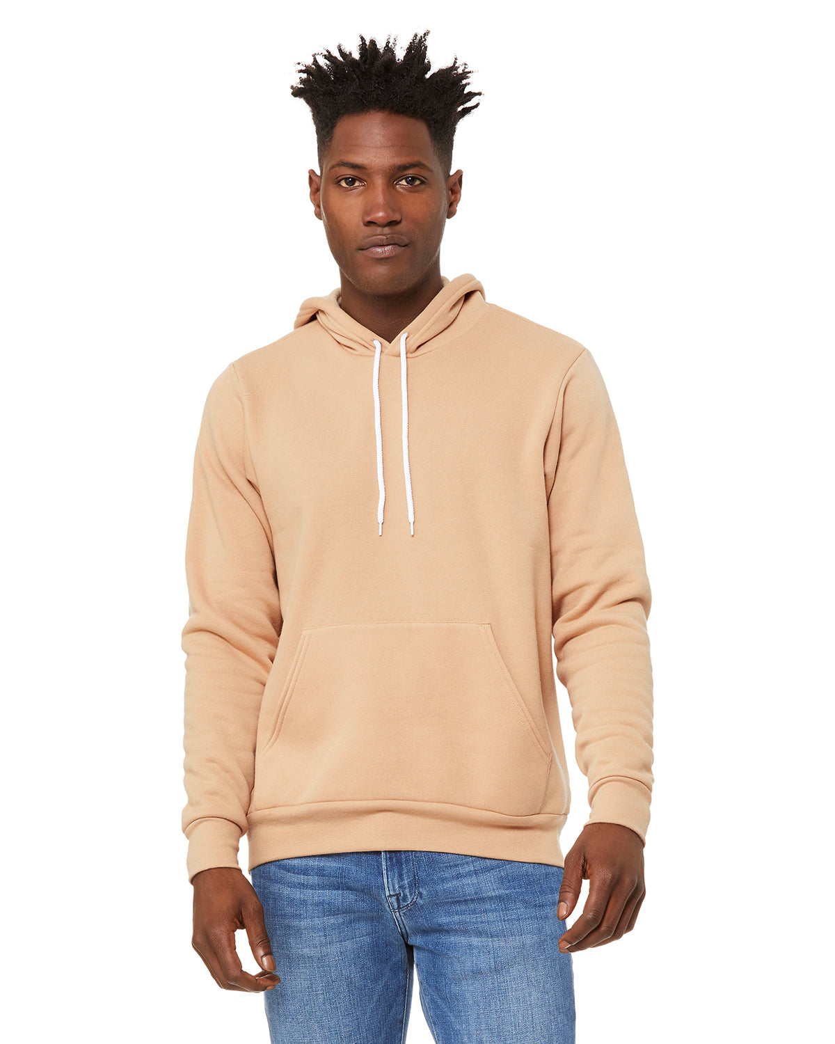 Unisex Sponge Fleece Pullover Hoodie - Heather Sand Dune