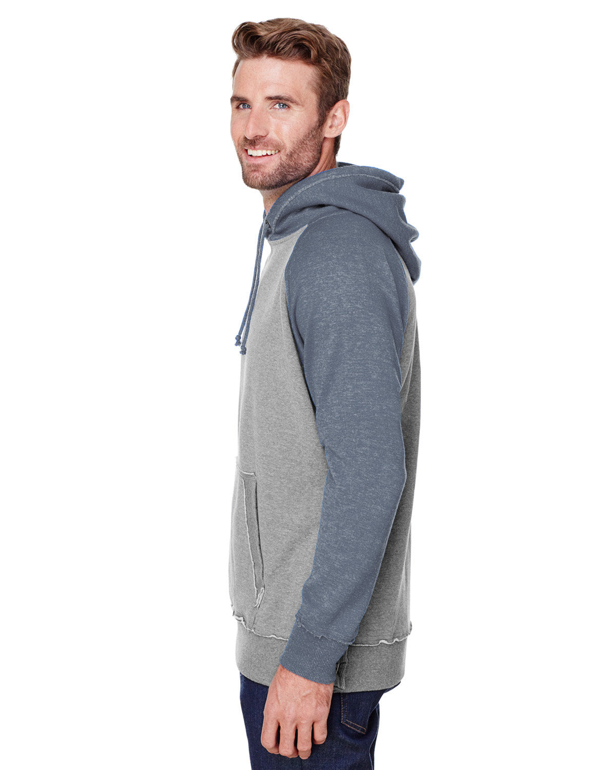 Unisex Vintage Heather Pullover Hoodie - Smoke / Vintage Navy