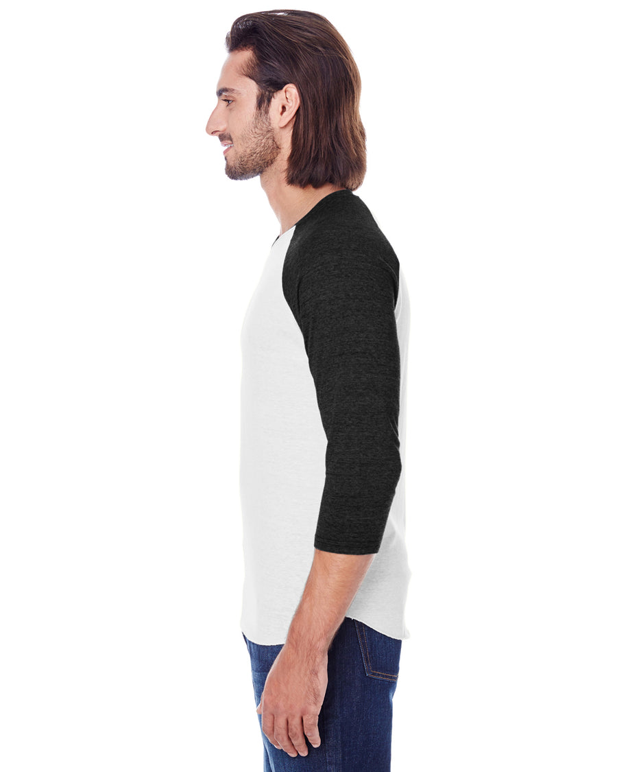 Unisex Triblend 3/4-Sleeve Raglan - Solid White / S Blue Tb