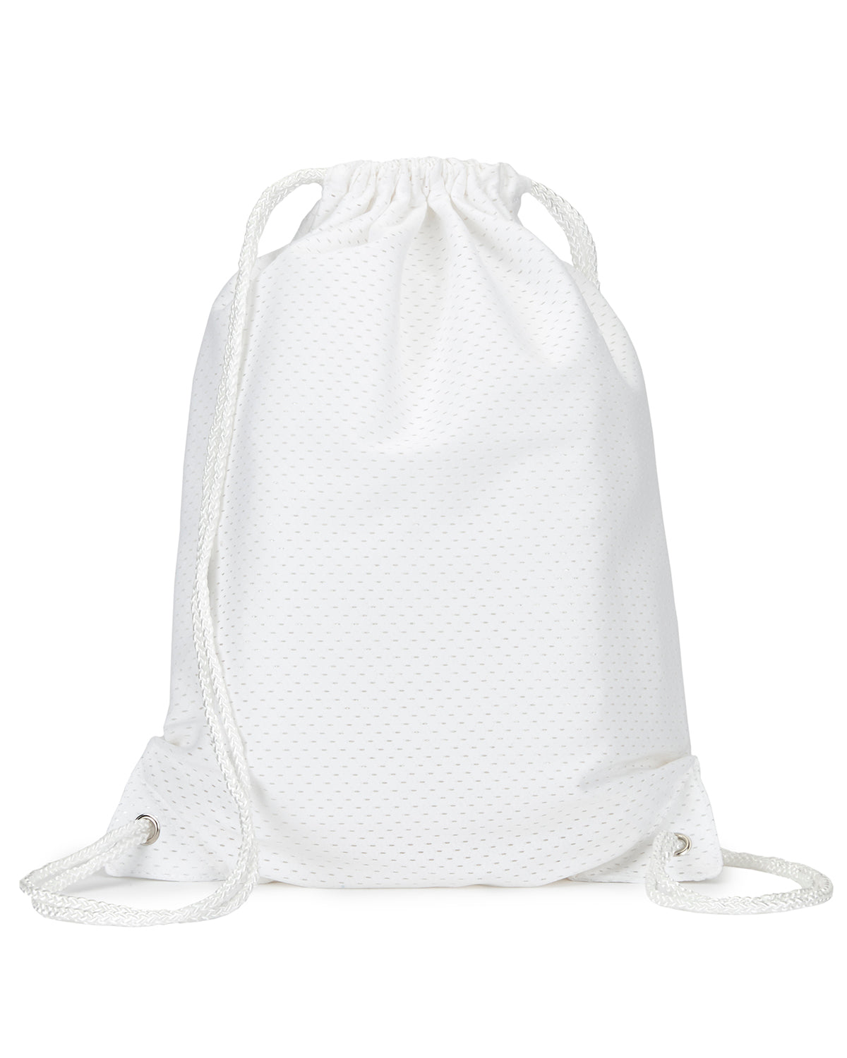 Jersey Mesh Drawstring Backpack - White