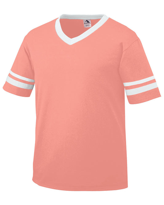Unisex Sleeve Stripe Jersey - Coral / White