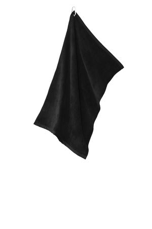 Grommeted Microfiber Golf Towel - Black