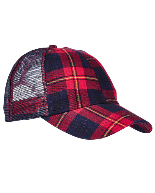 Vibe Cap - Red / Navy Plaid