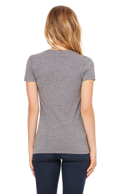 Women's Triblend Short-Sleeve Deep V-Neck T-Shirt - Gray Triblend