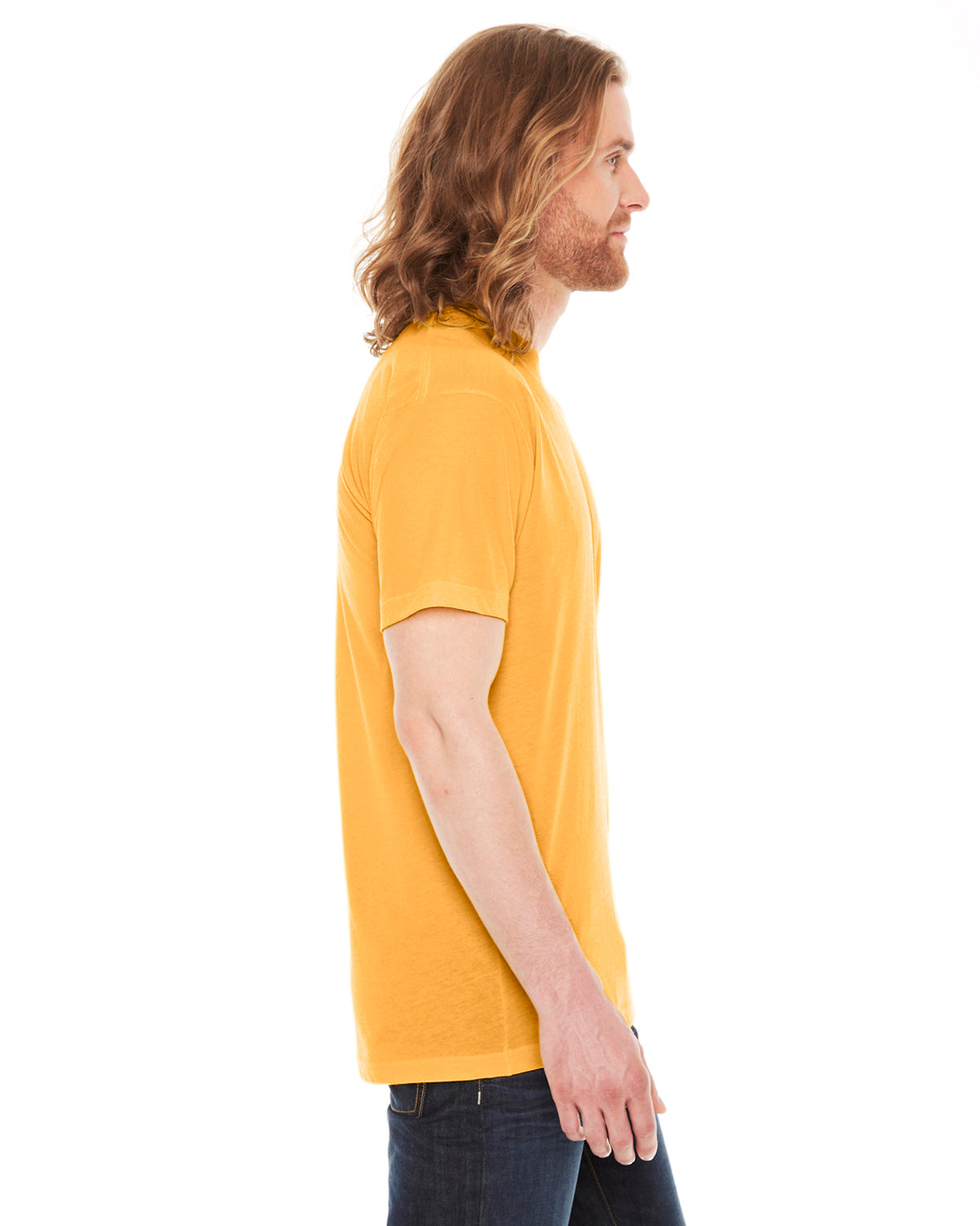 Unisex Poly-Cotton Short-Sleeve Crewneck - Heather Gold