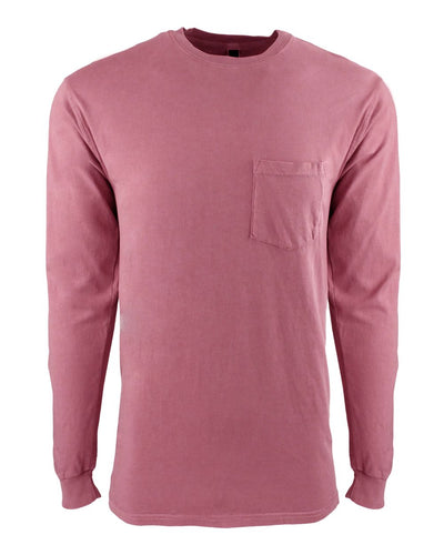 Unisex Inspired Dye Long-Sleeve Crew with Pocket - Smoked Paprika