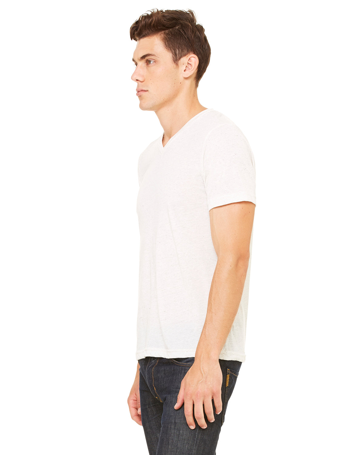Unisex Triblend V-Neck T-Shirt - Oatmeal Triblend