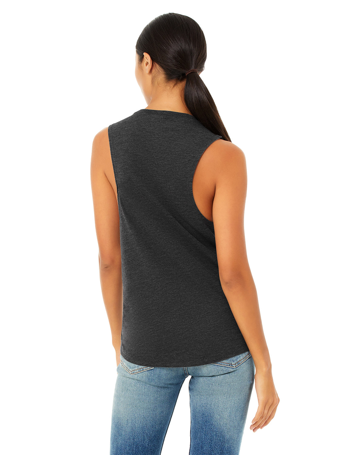 Women's Flowy Scoop Muscle Tank - Heather Dark Gray