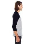 Unisex Poly-Cotton 3/4-Sleeve Raglan T-Shirt - Heather Gray / Black