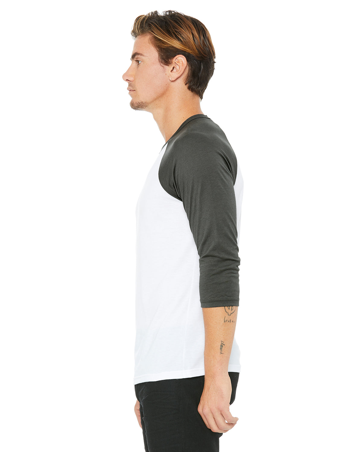 Unisex 3/4-Sleeve Baseball T-Shirt - White / Asphalt