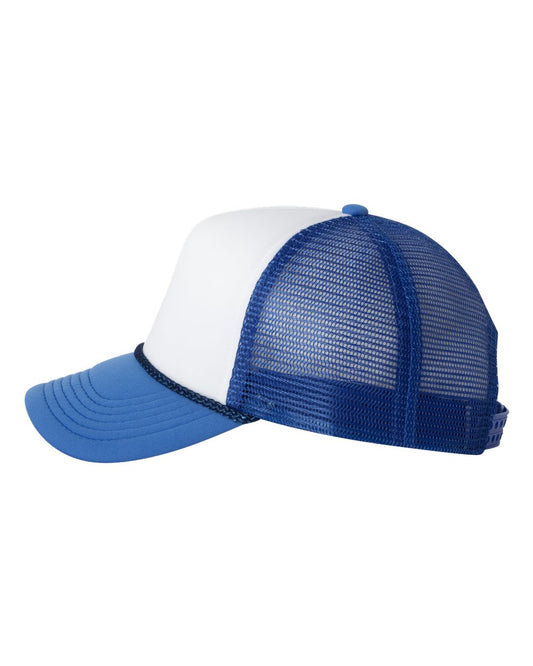Foam Mesh-Back Trucker Cap - White / Royal