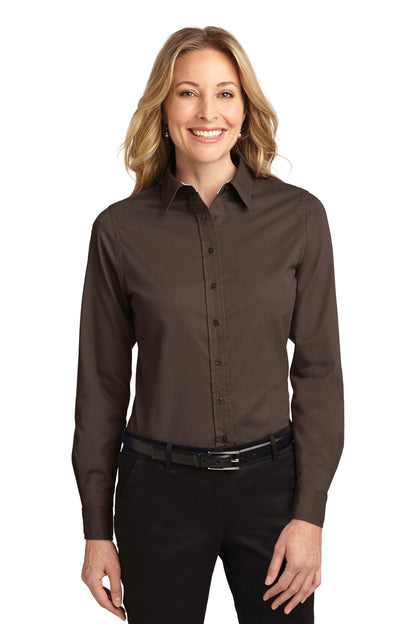 Women's Long Sleeve Easy Care Shirt - Coffee Bean / St