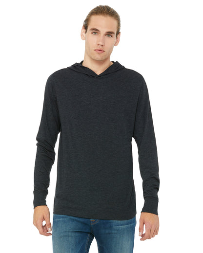 Unisex Jersey Long-Sleeve Hoodie - Charcoal Black Triblend