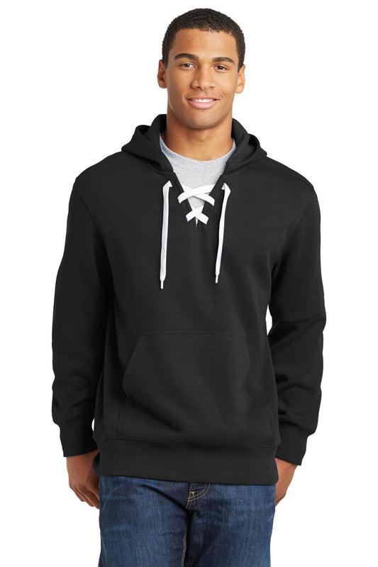 Lace Up Pullover Hoodie - Black