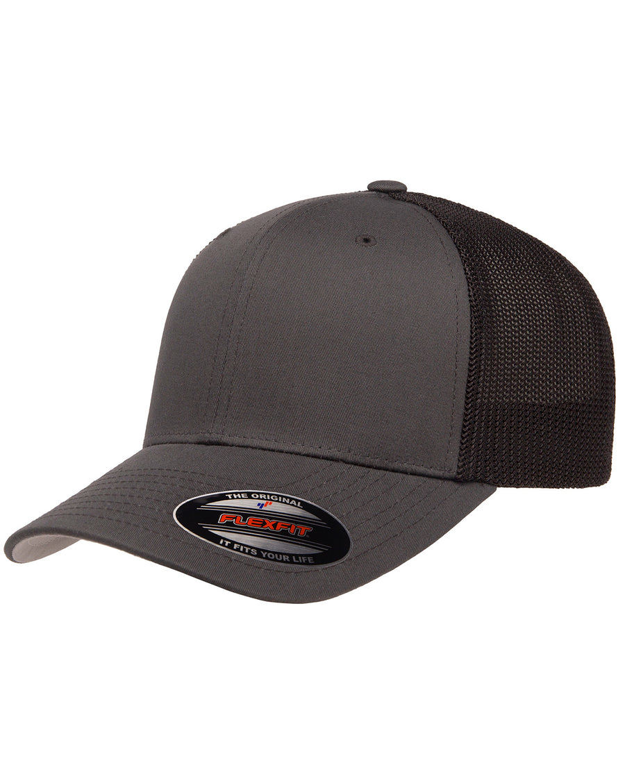 Unisex 6-Panel Trucker Cap - Charcoal / Black