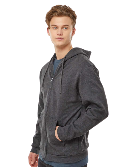 Unisex Fleece Zip Hoodie - Heather Charcoal