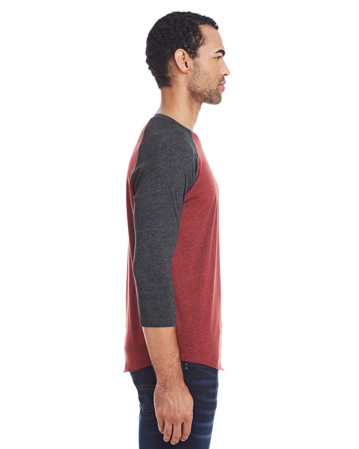 Unisex Triblend 3/4-Sleeve Raglan - Crd Black / Black Triblend
