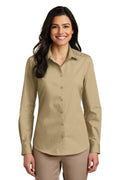 Women's Long Sleeve Carefree Poplin Shirt - Wheat