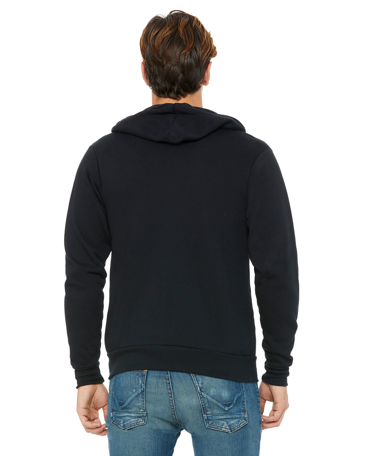 Unisex Poly-Cotton Sponge Fleece Full-Zip Hoodie - Black
