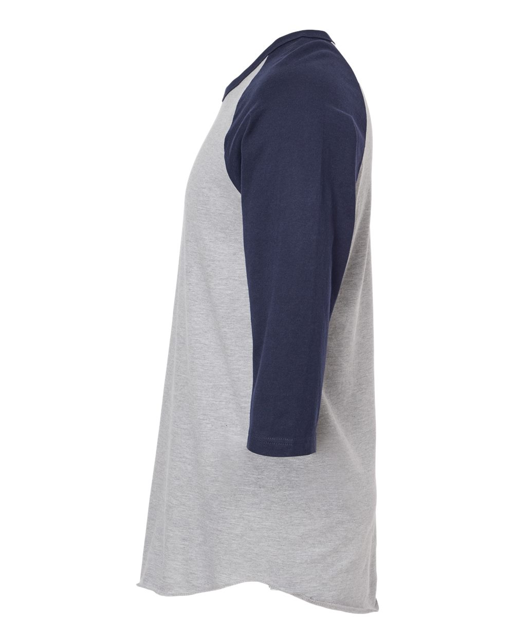 Unisex Fine Jersey Raglan Tee - Heather Gray / Navy