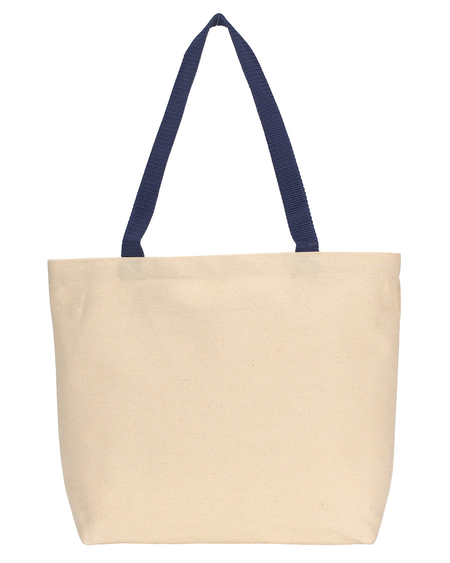 Colored Handle Tote - Natural / Navy