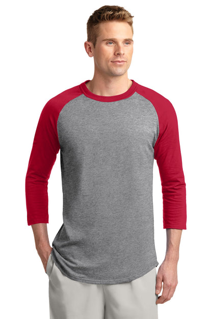 Unisex Colorblock Raglan Jersey - Heather / Gray / Red