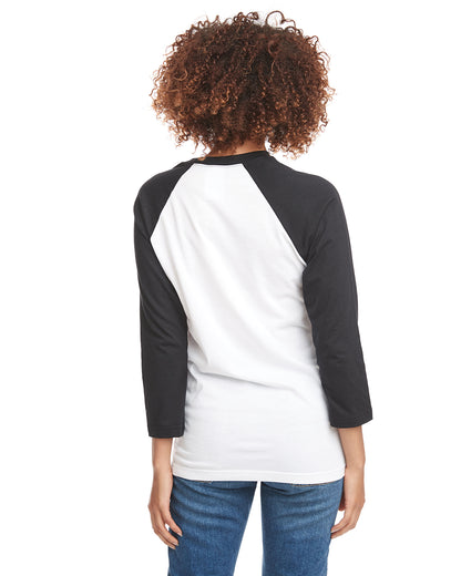 Unisex CVC 3/4 Sleeve Raglan Baseball T-Shirt - Black / White