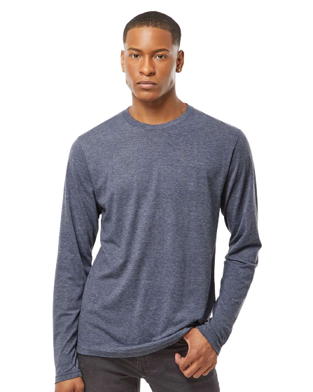 Unisex Poly-Rich Long Sleeve Tee - Heather Navy
